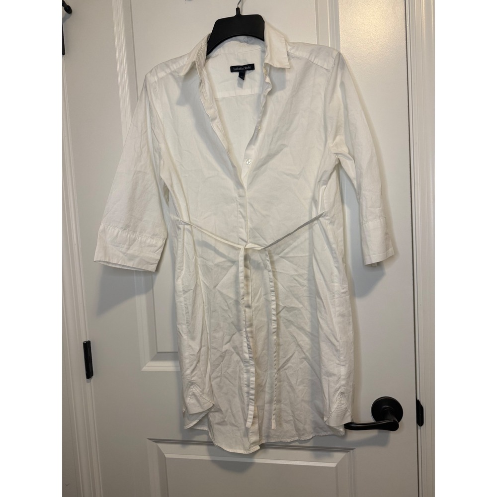 Isabella Oliver Shirt Tunic Womens Smalk White Good Maternity Tie Waist